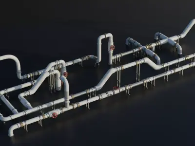 Pipes Modular System - Industrial Roof Elements Set Low-poly 3D model