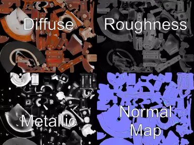 Vintage Printing Press model pack Low-poly 3D model