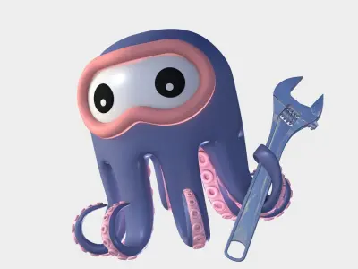 Cartoon Octopus 3D model purchase