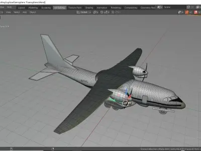 Aeroplane airplane on street at night Low-poly 3D model