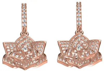 Antique Floral Design Diamond Hoop Earring 3D print model