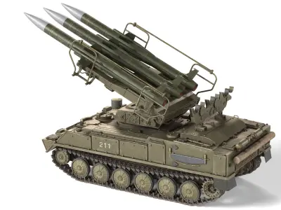 2K12 Kub Missile system Low-poly 3D model