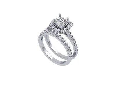 Solitair Ring Bridal Set 3D print model