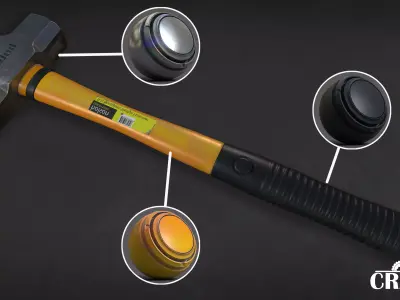 Cranks Dev - Sledgehammer PBR prop Low-poly 3D model