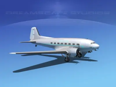 Douglas DC-3 Aigle Azure 3D model