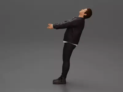 Man in jacket holding hands enjoying a playful dance 3D print model
