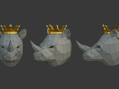 Rhino Head Crown Low-poly 3D model