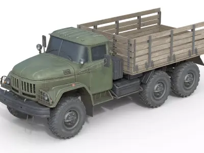 Zil 131 Army Truck Low-poly 3D model