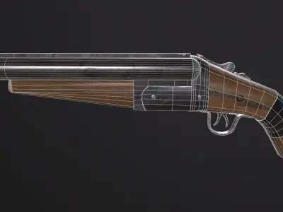 Sawed Off Shotgun Low-poly 3D model