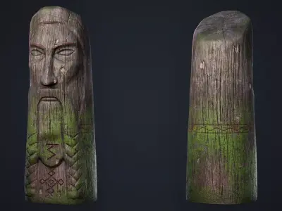 Wooden Totem 5 Low-poly 3D model