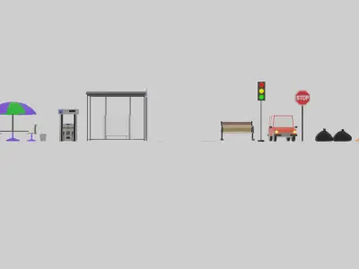 Low poly city assete Free low-poly 3D model