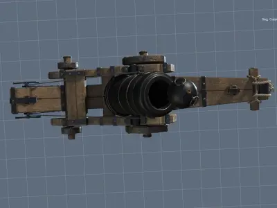 Old Cannon Mortar -Iron Thunder Low-poly 3D model