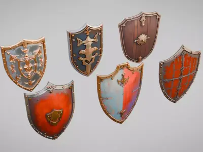 Shields Pack Collection Low-poly 3D model