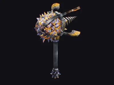 Hammer Mace Maul Bludgeon Mallet Breaker Sledgehammer Melee Low-poly 3D model purchase