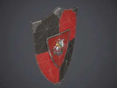 Shield Medieval Low-poly 3D model