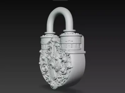 Ornate Vintage Padlock Decorative 3D Model 3D print model