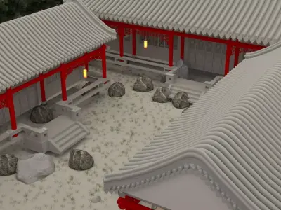 Chinese ancient courtyard house  3D model buy