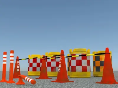 Low poly road assets Low-poly 3D model