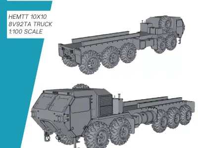 HEMTT 10x10 8V92TA Truck USA 3D print model