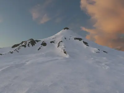 Iconic snowy volcano 3D model