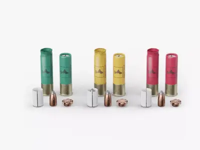 12 Gauge Sabot Slug Ammunition Collection 3D Model Pack