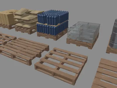 Wooden Pallets Pack Low-poly 3D model