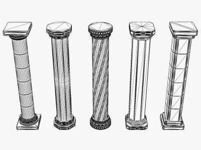 Ancient Stone Columns Pack Low-poly 3D model