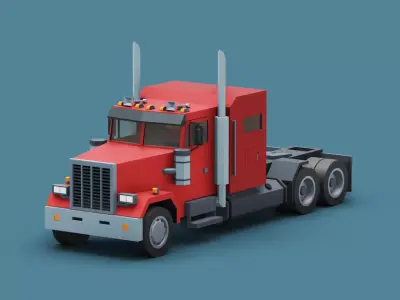 Cartoon Stylized Heavy Semi Truck Low-poly 3D model