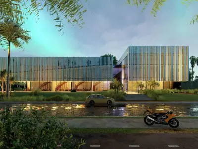 Commercial building Revit Lumion with 3d grass 3D model