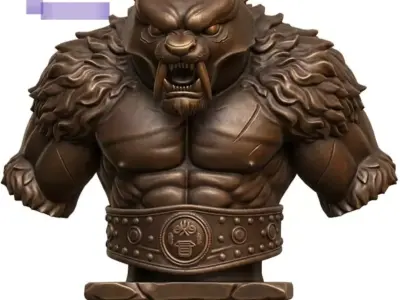 Tiger Tai lung Warrior Bust 9 Part Easy Assembly Kit 3D print model
