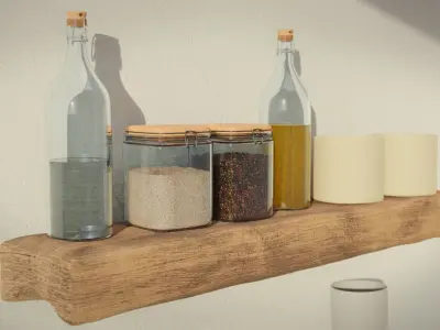 Rustic Shelf Pack Low-poly 3D model