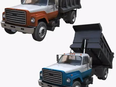 80s dump truck game ready model Low-poly 3D model