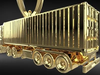 Wheeler Semi Trailer Truck Pendant Solid  3D print model