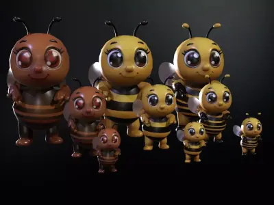 HoneyBee mobile ready Low-poly 3D model