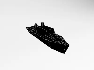 Cartoon Simple Warship v1 002 Low-poly 3D model