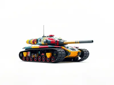 Colorful Battle Tank Model Pack for Game and Film Production Low-poly 3D model