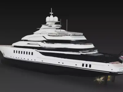 Modern Mega Luxury Super Yacht with Helipad 3D Model 3D print model
