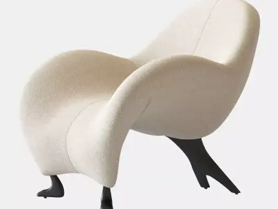 Papageno Chair by Leolux Upholstered in Boucle Fabric Monza 00 3D model