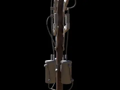 Low Poly Electric Post 3d Model 3D model