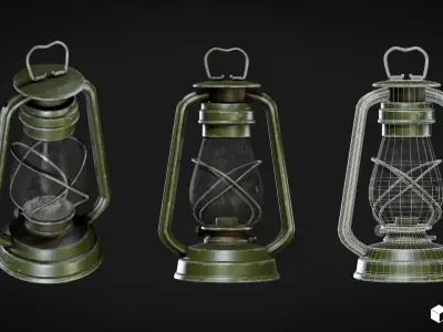 Lantern - Oil Lamp Set Low-poly 3D model