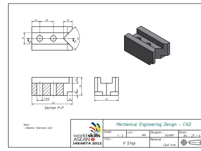V Stop design for metal engineering strip Free 3D model