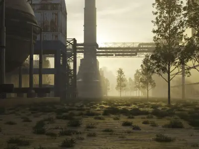 Forgotten Refineries Industrial Decay Kit 3D model