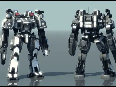 Biped mecha Low-poly 3D model