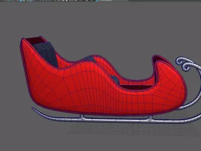 Santas Sled Low-poly 3D model