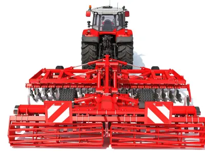  Tractor with Trailed Disc Harrow 3D model