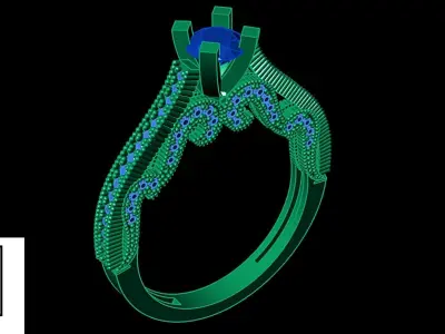 Antique solitaire ring stl file 3D print model