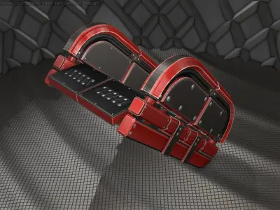 Sci-Fi Stairs - 31 - Red Version  Low-poly 3D model