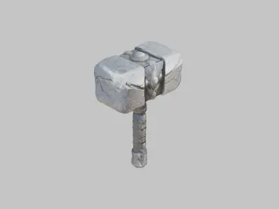 Medieval Lowpoly Gigantic Battle hammer Stone Low-poly 3D model