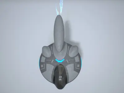 Spaceship Low-poly 3D model 2