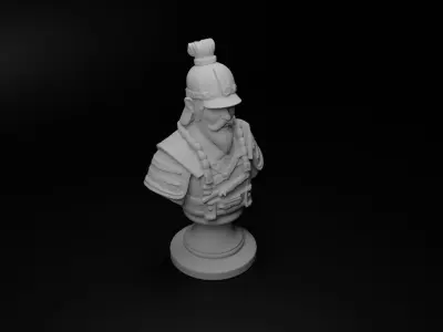 Feudal Japanese Soldier Bust Chess 3D print model